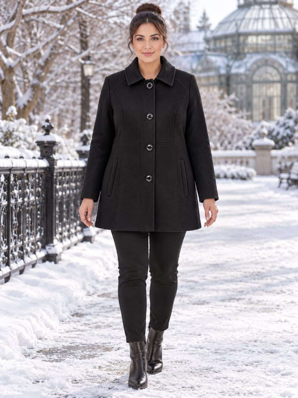 London Fog Black Wool Blend Tailored Peacoat – Size L